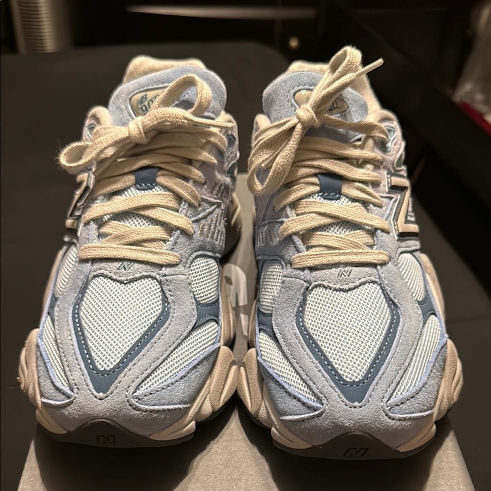 New Balance Light Blue and White Sneakers